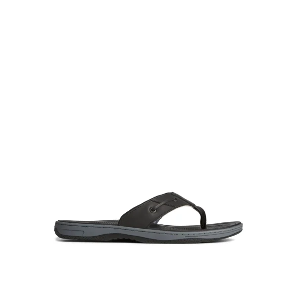 Sperry Baitfish Leather Flip Flop Black Flash Sale