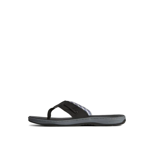 Sperry Baitfish Leather Flip Flop Black Flash Sale