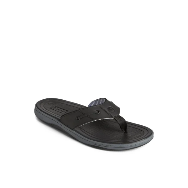 Sperry Baitfish Leather Flip Flop Black Flash Sale