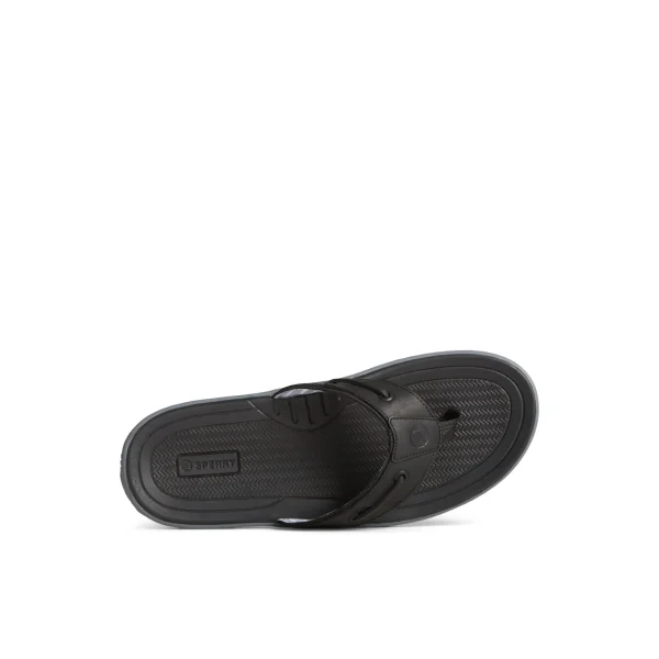 Sperry Baitfish Leather Flip Flop Black Flash Sale