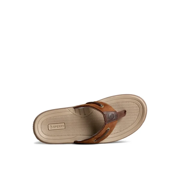 Sperry Baitfish Leather Flip Flop BrownLeatherMixedMaterial Cheap