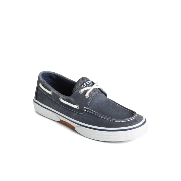 Sperry Halyard 2-Eye Salt Washed Boat Shoe Navy Best Sale