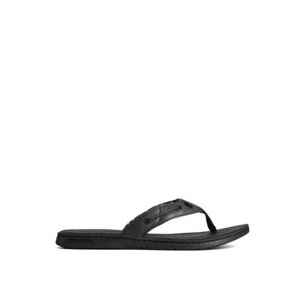 Sperry Seafish Leather Flip Flop Black Sale