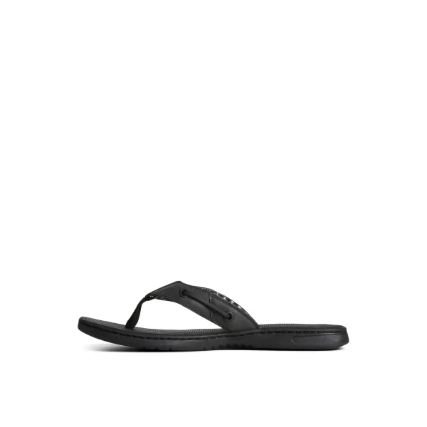 Sperry Seafish Leather Flip Flop Black Sale