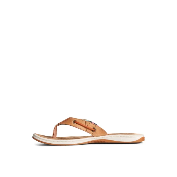 Sperry Seafish Leather Flip Flop MediumBeige Cheap