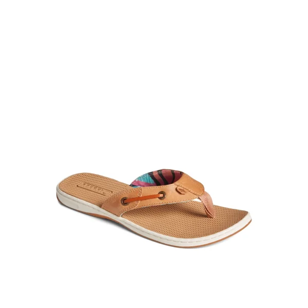 Sperry Seafish Leather Flip Flop MediumBeige Cheap