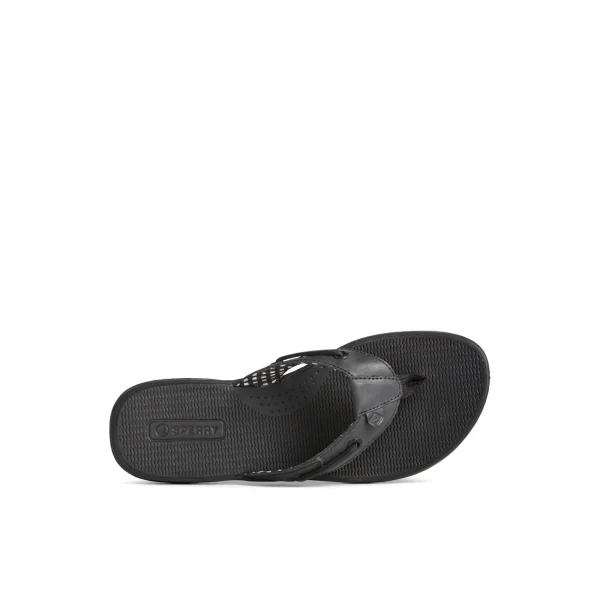 Sperry Seafish Leather Flip Flop Black Sale