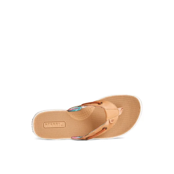 Sperry Seafish Leather Flip Flop MediumBeige Cheap