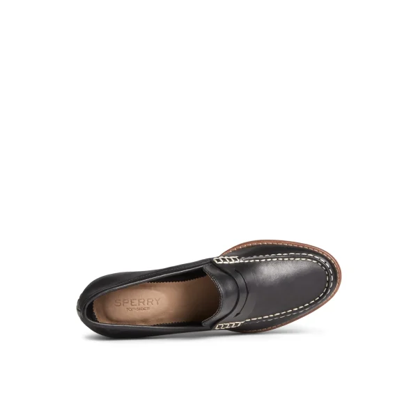 Sperry Seaport Penny Heel Leather Loafer Black Cheap